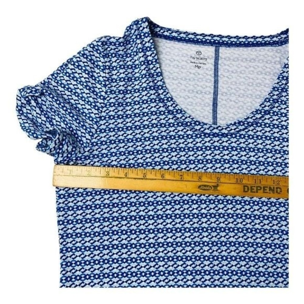 Talbots Blue Basic Top Tee Medium Petite Short Sl… - image 5